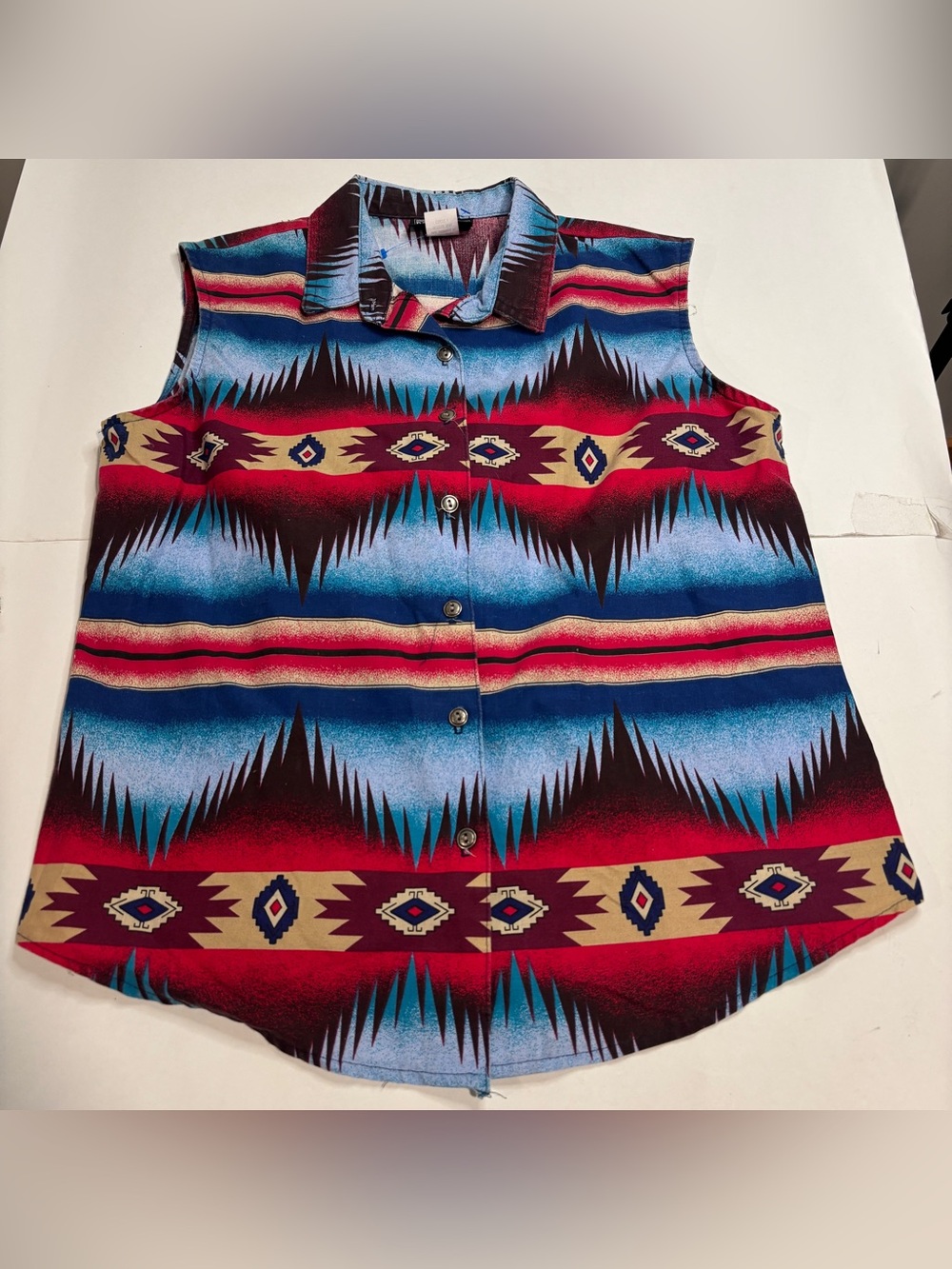 Vtg Rough Rider Circle T Southwestern Aztec Tapestry Western Vest Women's Large
